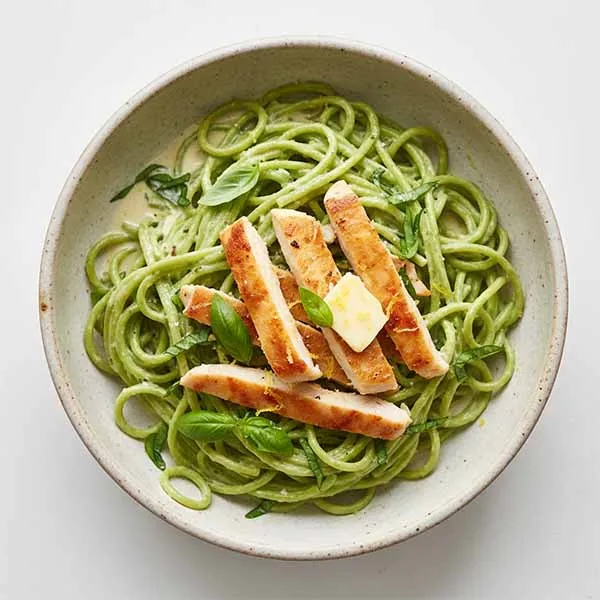 Creamy Lemon Basil Chicken with Spaghetti Alla Macha